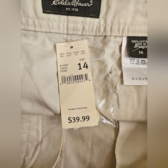NWT - Eddie Bauer "Stone" Cotton Cargo Skirt - Size 14 - Picture 9 of 10